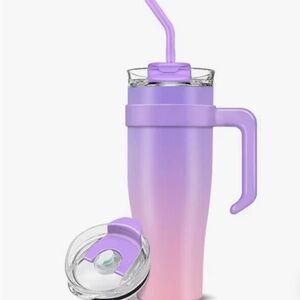 Lavender Ombre Insulated Travel Mug with Handle and Straw